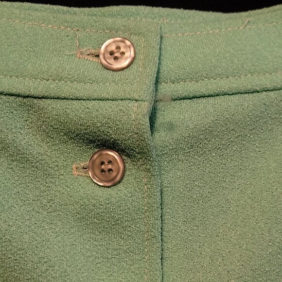 Vintage Polytron A Line Skirt Devonette Orig Tags Lt Green Sz 13 Button Up - Picture 5 of 8